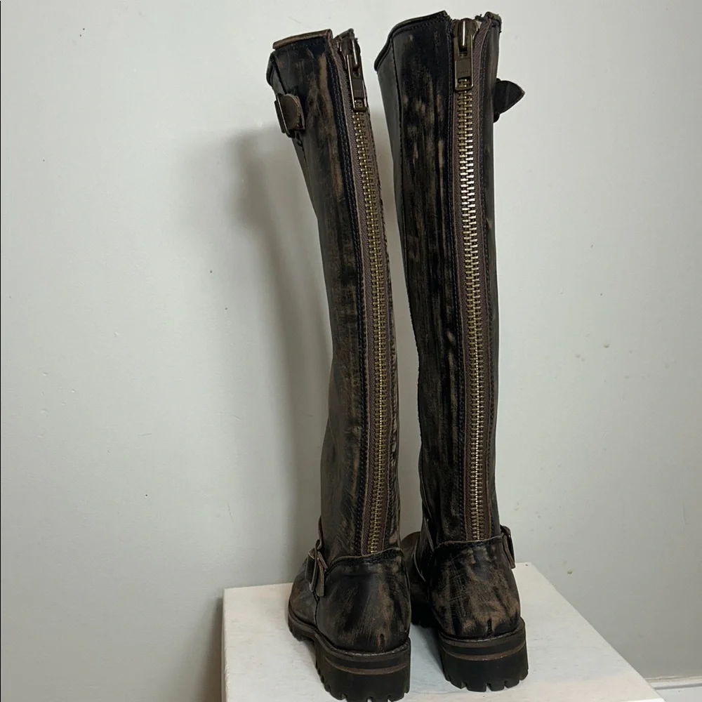 Freebird Distressed Battle Brown Knee-High Boots - Picture 4 of 8